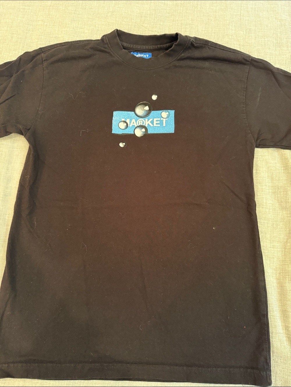 Arket Black Short-Sleeve Tee with Blue Logo